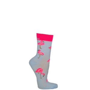 hellblaue Sportsocken mit Kompression und Flamingos von xunt