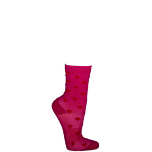 rosa Sportsocken mit Kompression und Herzen von xunt