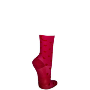 Rückansicht rosa Sportsocken mit Kompression und Herzen von xunt