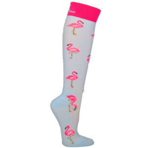kniehohe hellblaue Sportkompressionsstrümpfe mit Flamingos von xunt